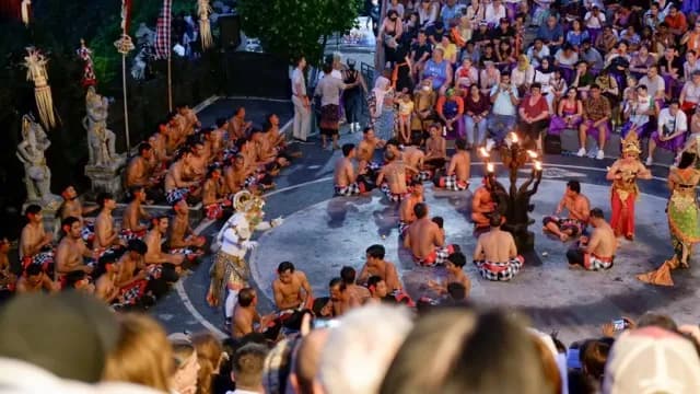 The traditional Balinese dance called Kecak Dance is highly popular with audiences both domestically and internationally, South Kuta, Bali, Indonesia, May 16th 2023