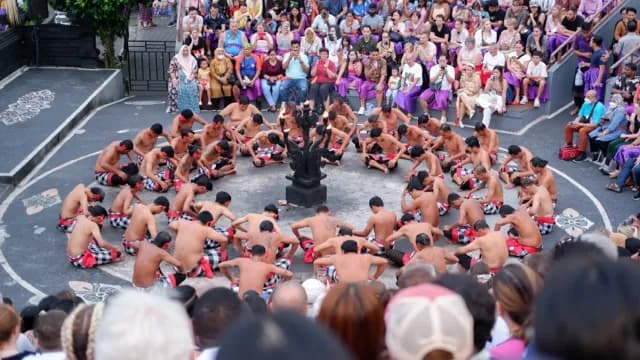 The traditional Balinese dance called Kecak Dance is highly popular with audiences both domestically and internationally, South Kuta, Bali, Indonesia, May 16th 2023
